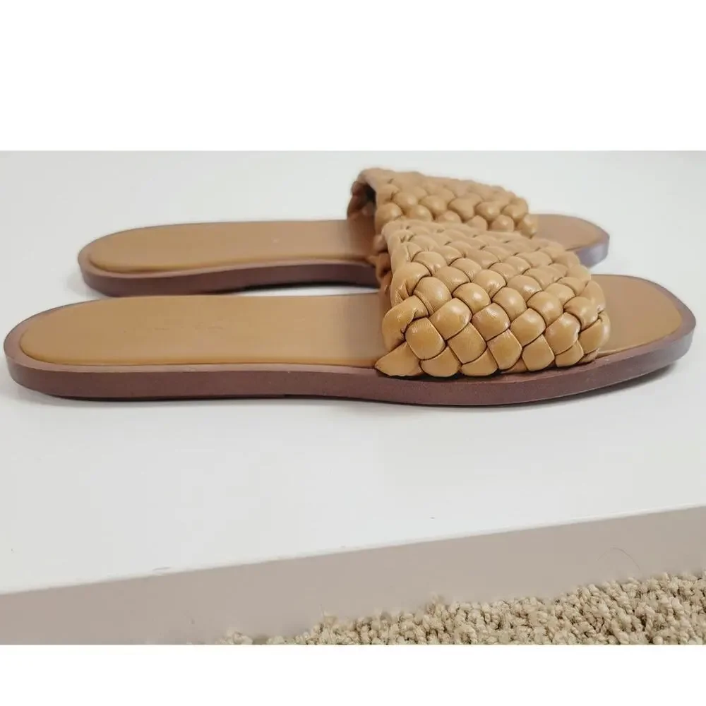 MADEWELL The Suzi Slide Sandal in Woven Leather in Toffee, sz 9.5